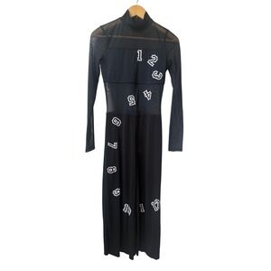 Balera Black Mesh Wide Leg Jumpsuit Adult M Contemporary Competition Embellished